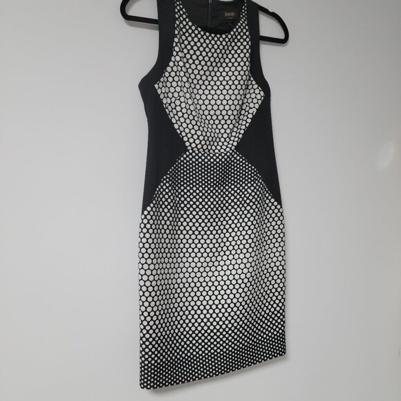 Laundry by Shelli Segal Black & White Polka Dot Colorblock Sheath Dress - Picture 3 of 12